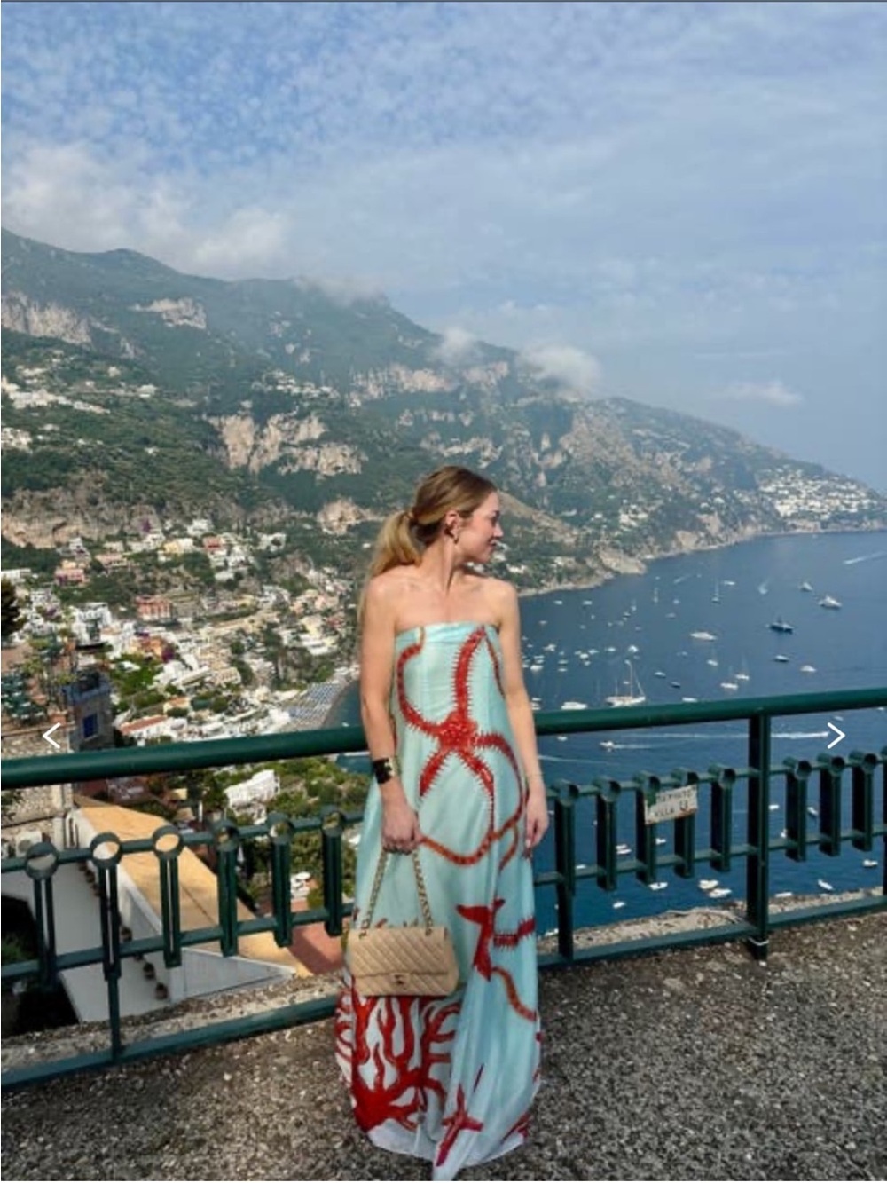 Muma World Ursa Strapless Coral Motif Maxi Dress - Light Blue